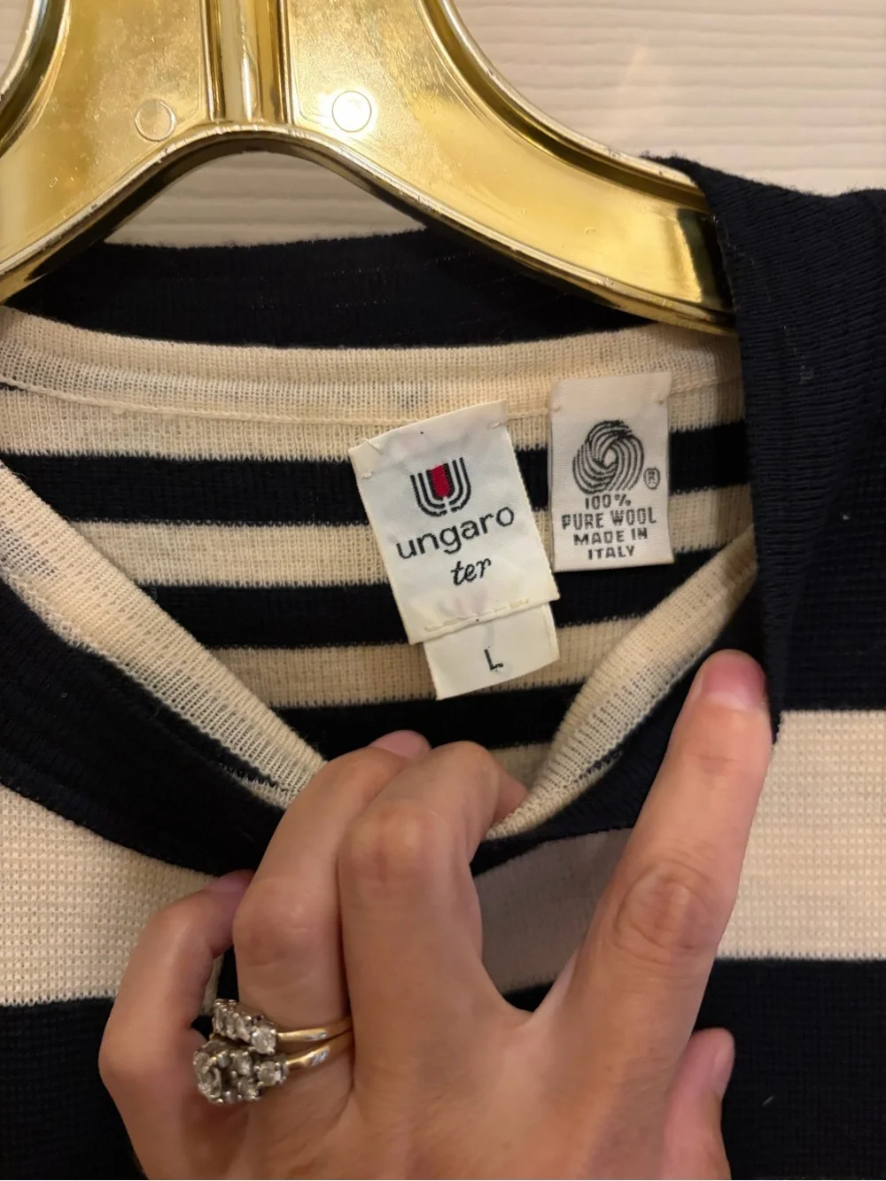 Ungaro Ter Black & White Striped Scoop Neck Knit Top and matching cardigan